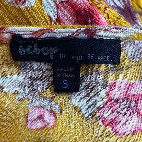 Bebop Yellow Cold Shoulder Blouse Top - Picture 3 of 12